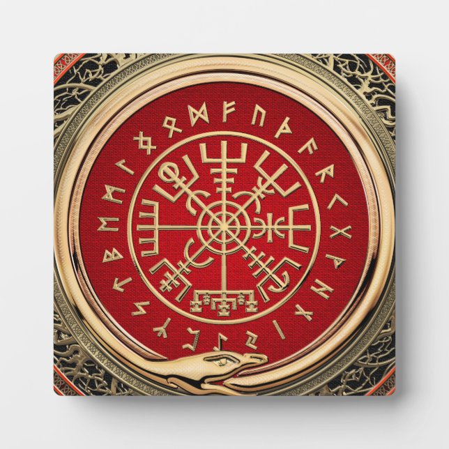 Placa Expositora [100] Vegvisir - Viking Gold Magic Runic Compass (Frente)