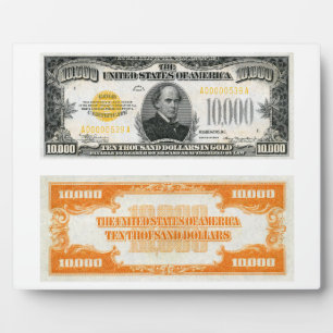 Placa Expositora $10.000 Certificado de Oro Nota del Banco 1934