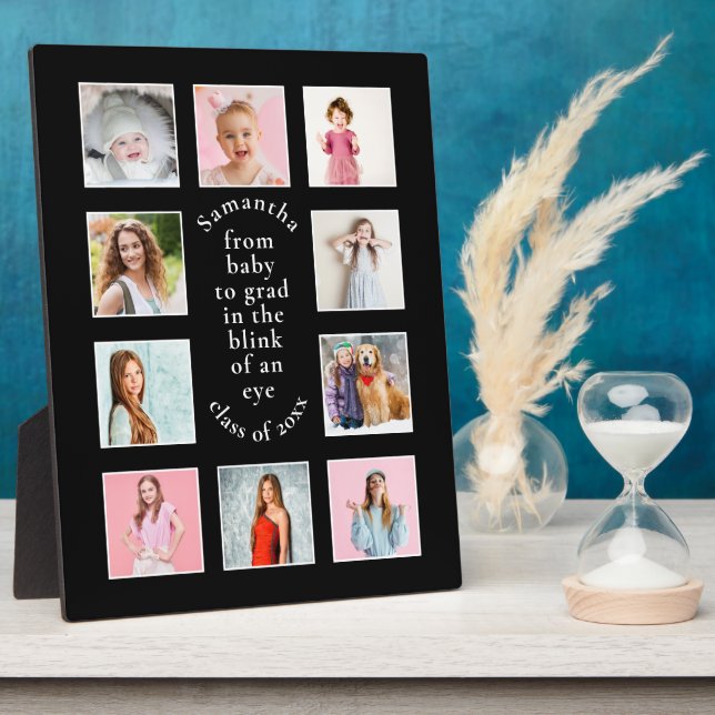Placa Expositora 10 fotos bebé para graduar en negro (Lado)