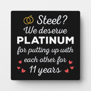 Placa Expositora 11° Aniversario Boda I - Pareja divertida de acero