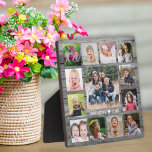 Placa Expositora 13 Plantilla de Collage de fotos familiar Madera g<br><div class="desc">Crea tu propia placa de collage de fotos con 13 de tus fotos favoritas sobre un fondo rústico de madera. Personaliza con el nombre de la familia y la fecha establecida.</div>