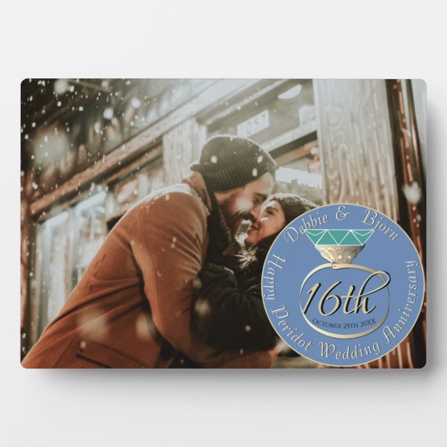 Placa Expositora 16.º Aniversario Peridot Ring Plaque (Frente)