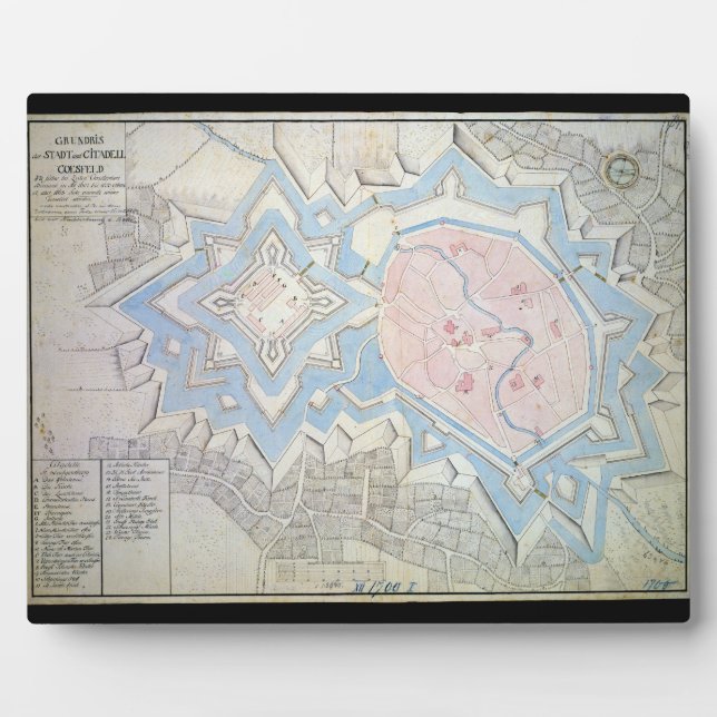 Placa Expositora 17th Century Map of Coesfeld Ludgerusburg Germany (Frente)