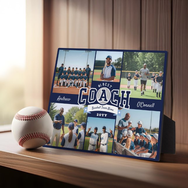 Placa Expositora #1 Best Coach Team Photo Collage Appreciation Gift (#1 Best Coach Team Photo Collage Appreciation Gift Plaque)