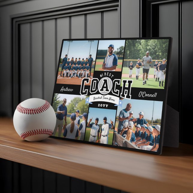 Placa Expositora #1 Best Coach Team Photo Collage Appreciation Gift (#1 Best Coach Team Photo Collage Appreciation Gift Plaque)