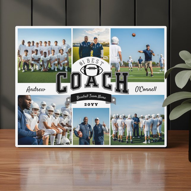 Placa Expositora #1 Best Football Coach Photo Appreciation Gift (#1 Best Football Coach Photo Appreciation Gift Plaque)
