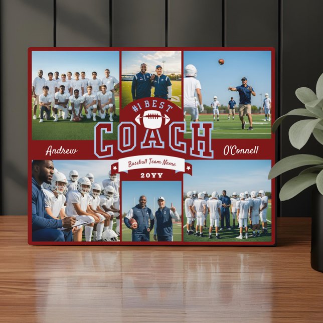 Placa Expositora #1 Best Football Coach Photo Appreciation Gift (#1 Best Football Coach Photo Appreciation Gift Plaque)