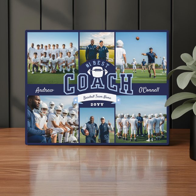 Placa Expositora #1 Best Football Coach Photo Appreciation Gift (#1 Best Football Coach Photo Appreciation Gift Plaque)
