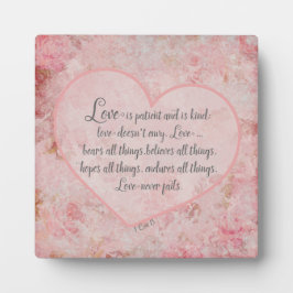 Placa Expositora 1 Cor 13 - El amor es el amor del paciente es amab