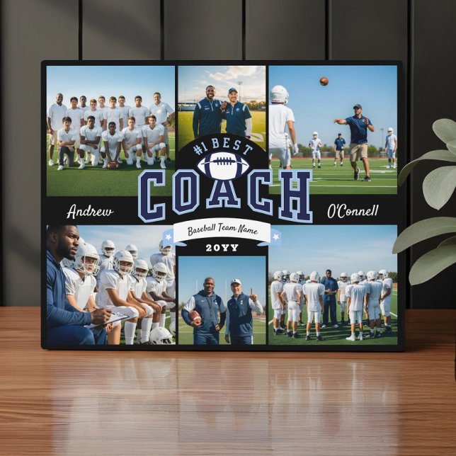 Placa Expositora #1 Mejor regalo de agradecimiento de foto de entre (#1 Best Football Coach Photo Appreciation Gift Plaque)