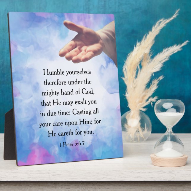 Placa Expositora 1 Peter 5:6-7 (Lado)