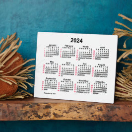 Placa Expositora 2024 White 52 Week Calendario de la mesa ISO de Ja