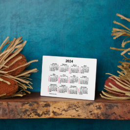Placa Expositora 2024 White 52 Week Calendario de la mesa ISO de Ja
