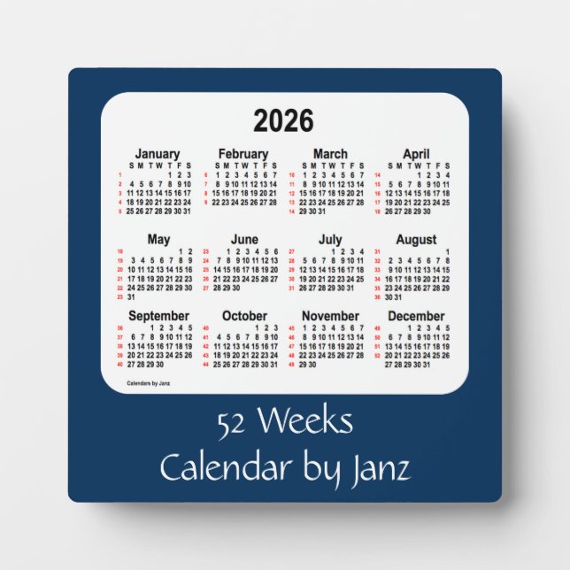 Placa Expositora 2026 Caja de la policía Azul Calendario de 52 sema (Frente)