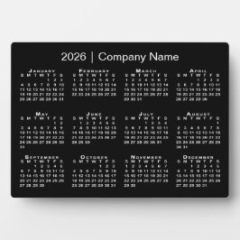 Placa Expositora 2026 Calendar Company Name Black Desktop
