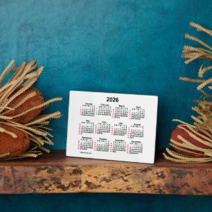 Placa Expositora 2026 White 52 Week Calendario de la mesa ISO de Ja