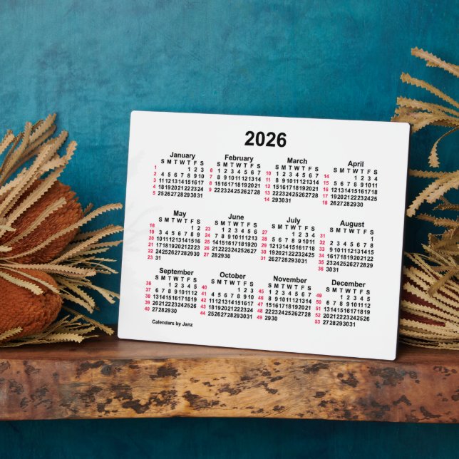 Placa Expositora 2026 White 52 Week Calendario de la mesa ISO de Ja (Lado)