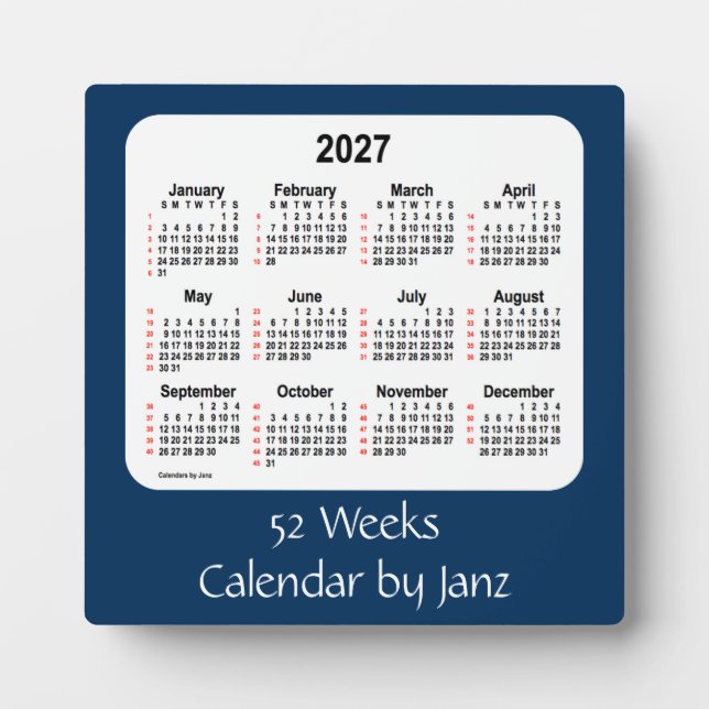 Placa Expositora 2027 Caja de la policía Azul Calendario de 52 sema (Frente)