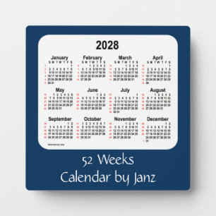 Placa Expositora 2028 Caja de la policía Azul Calendario de 52 sema