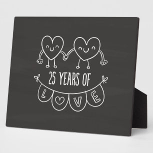 Placa Expositora 25° Aniversario Regalo Corazones de Chalk