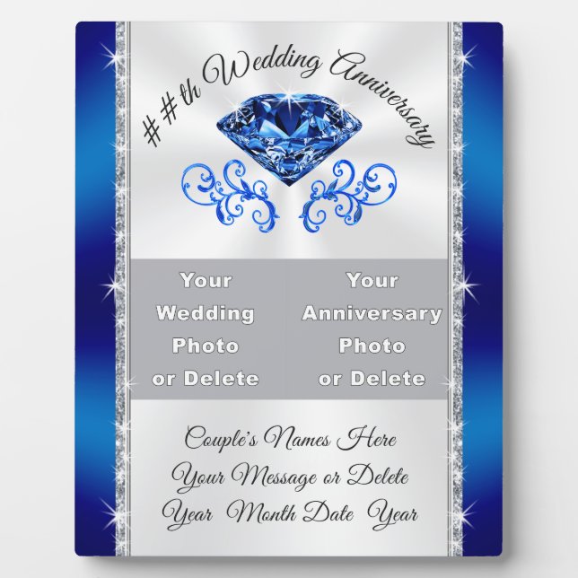 Placa Expositora 2 FOTOS Regalos de los 65 o 45 años del Boda, (Frente)