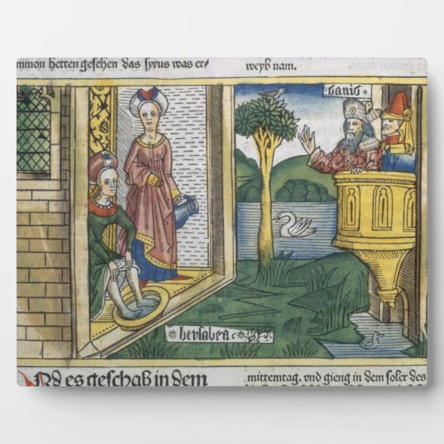 Placa Expositora 2 Samuel 11 1-5 David ve a Bathsheba bañarse, de (Frente)