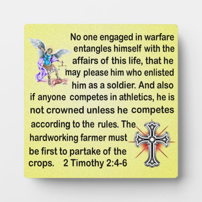 Placa Expositora 2 Timothy 2:4-6 (Frente)