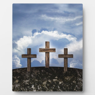 Placa Expositora 3 cruces ásperas con cielo