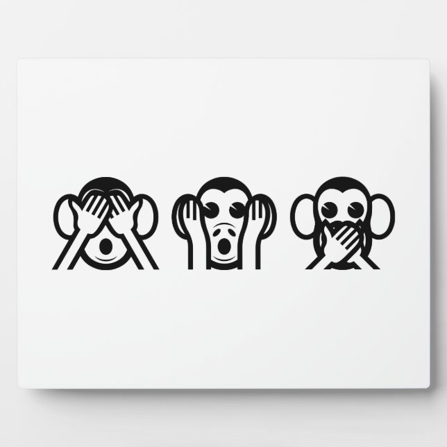 Placa Expositora 3 Emoji de monos sabios (Frente)