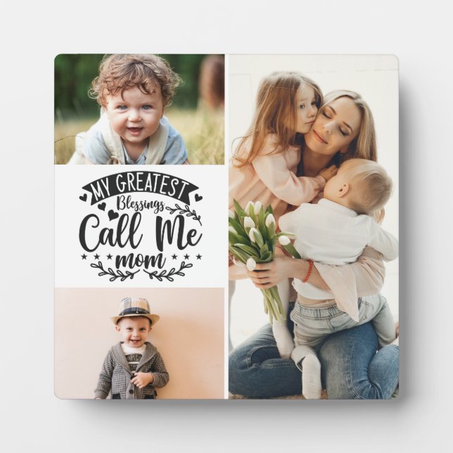Placa Expositora 3 foto familia collage mamá Día de la Madre keepsa (Frente)
