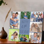 Placa Expositora 40.º cumpleaños 7 Collage de fotos Dos tonos azule<br><div class="desc">Di Feliz cumpleaños número 40 con una placa fotográfica personalizada. La plantilla de fotos está configurada para que añadas 7 de tus fotos favoritas que se muestran en un collage de fotos alrededor del saludo de cumpleaños. El texto simplemente dice "Feliz 40 cumpleaños" en tipografía casual. "40" es realmente editable...</div>