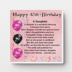 Placa Expositora 40.º Poema De La Hija De Cumpleaños