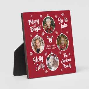 Placa Expositora 4 Navidades Collages de fotos Baubles Red Plaque