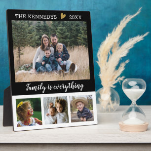 Placa Expositora 4 Nombre De Familia De Collage de fotos Cita Negra