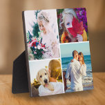 Placa Expositora 4 Plato fotográfico con plantilla de color blanco<br><div class="desc">Placa personalizada de 4 plantillas de fotografía con 4 fotos modificables,  un marco blanco redondeado y un soporte incorporado en la parte posterior. Un gran regalo único para la familia.</div>