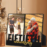 Placa Expositora 50º aniversario de tipografía sobredimensionada 2<br><div class="desc">Placa fotográfica moderna para su aniversario de boda dorado. El diseño presenta una tipografía moderna de gran tamaño y escritura de pincel en negro y oro. La plantilla de fotos está configurada para que agregue dos de sus fotos favoritas, que se muestran en formato retrato. Una encantadora oportunidad para mostrar...</div>