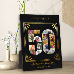 Placa Expositora 50.º aniversario Boda Collage de fotos de oro negr<br><div class="desc">Crea tu propio Collage de fotos de 50 años Bodas con algunas de tus fotos favoritas de los últimos 50 años. Este elegante diseño en negro y oro presenta un collage de fotos en forma de número 50 con un marco de estilo Art Déco y una tipografía de escritura ornamentada....</div>