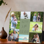 Placa Expositora 50.º cumpleaños 7 Collage de fotos Sage Green<br><div class="desc">Di Feliz cumpleaños número 50 con una placa fotográfica personalizada. La plantilla de fotos está configurada para que añadas 7 de tus fotos favoritas que se muestran en un collage de fotos alrededor del saludo de cumpleaños. El texto simplemente dice "Feliz cumpleaños número 50" en tipografía casual. "50" es realmente...</div>