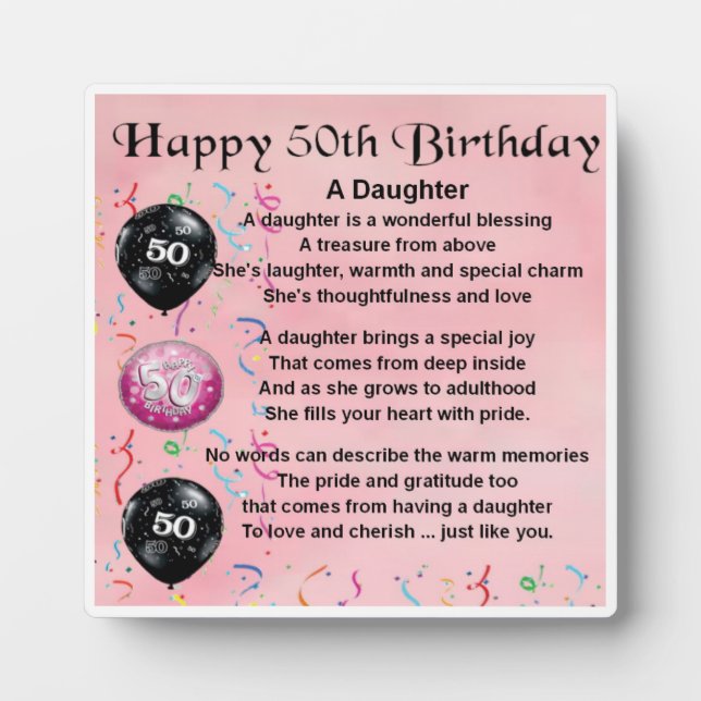 Placa Expositora 50.º Poema De La Hija De Cumpleaños (Frente)