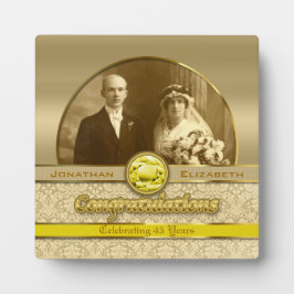 Placa Expositora 50° aniversario Boda Golden Topaz Damask Photo