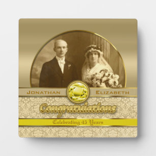 Placa Expositora 50° aniversario Boda Golden Topaz Damask Photo