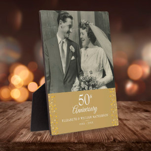 Placa Expositora 50° Aniversario del Boda Golden Love Hearts Foto