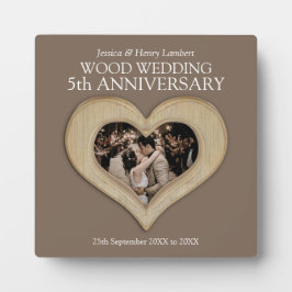 Placa Expositora 5.ª foto del aniversario del boda de la madera