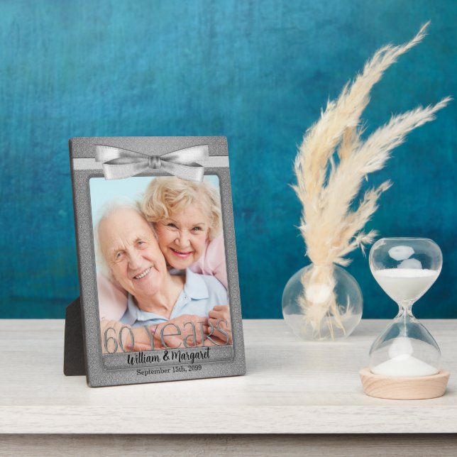 Placa Expositora 5 x 7 Diamante 60º Aniversario del Boda Foto (Lado)