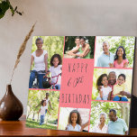 Placa Expositora 60.º cumpleaños 7 Collage de fotos Coral Gray<br><div class="desc">Di Feliz cumpleaños número 60 con una placa fotográfica personalizada. La plantilla de fotos está configurada para que añadas 7 de tus fotos favoritas que se muestran en un collage de fotos alrededor del saludo de cumpleaños. El texto simplemente dice "Feliz cumpleaños número 60" en tipografía casual. "60" es realmente...</div>