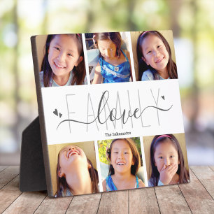 Placa Expositora 6 Collage de fotos Familia Amor Script Corazones M