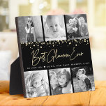 Placa Expositora 6 Mejor Glamma jamás Glam Gold Script de Collage d<br><div class="desc">"El mejor glamma de la historia". Demasiado glamuroso para ser solamente la "abuela", pero amar cada minuto con sus nietos. Una elegante y brillante imagen de escritura manuscrita de Relieve metalizado dorado y puntos de Relieve metalizado de purpurina dorado superponen un fondo negro. Añada seis fotos preciadas de su elección...</div>