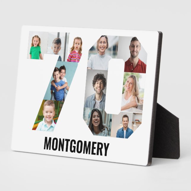 Placa Expositora 70th Birthday Number 70 Photo Collage 11 Photo (Lado)