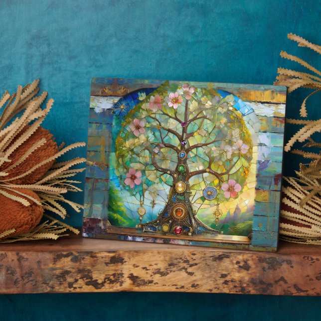 Placa Expositora 7 Chakra Blossoming Tree Of Life (Lado)