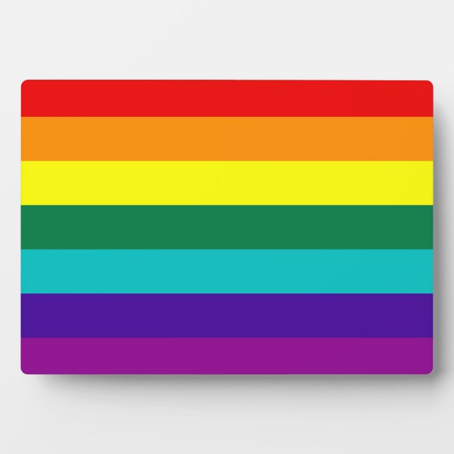 Placa Expositora 7 Rayas con bandera del orgullo gay arcoiris (Frente)